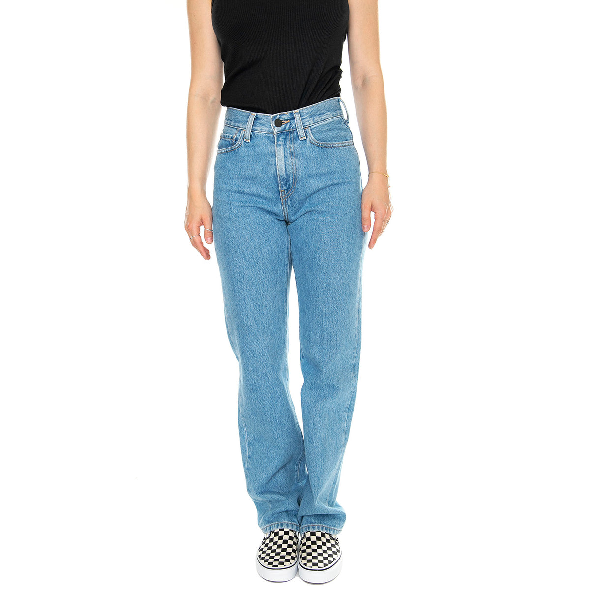 W' Noxon Pant Blue /stone bleached - Pantaloni Denim Jeans Donna Blu I031920.0112 . CARHARTT WIP 