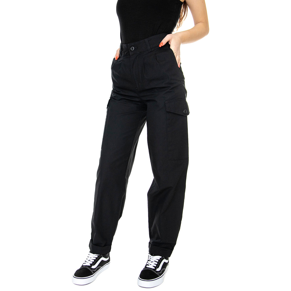 W' Collins Pant Black Rinsed - Pantaloni Cargo Donna Neri I031565-8902 . CARHARTT WIP 