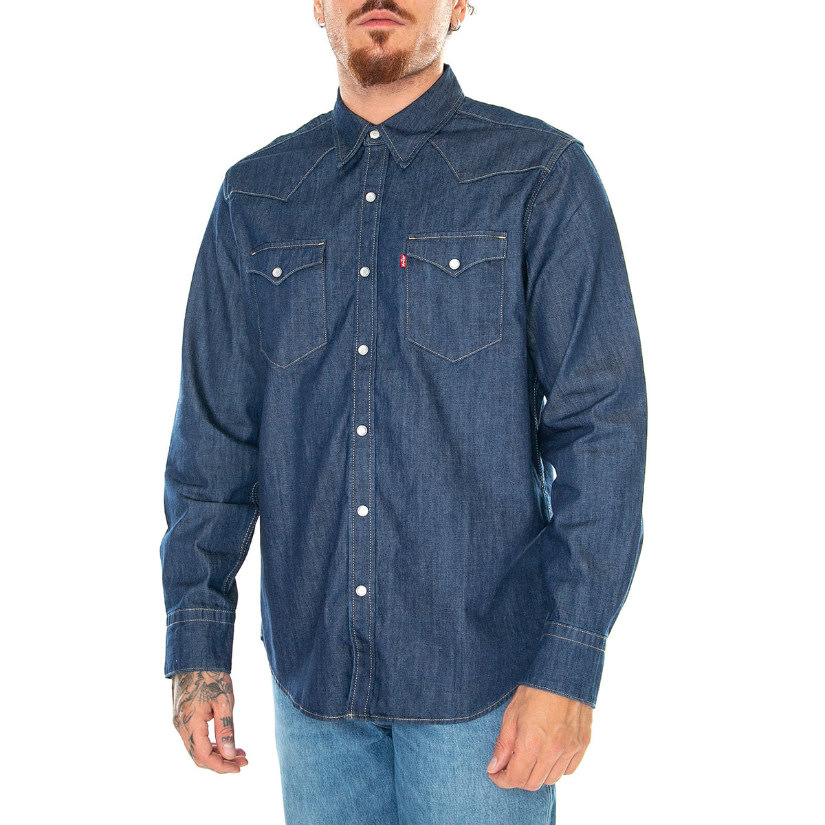 M' Barstow Western Standard Red Cast Rinse Marbled TH 2H 19 Shirt - Camicia Uomo Denim Jeans Blu 85744-0000 . LEVIS 