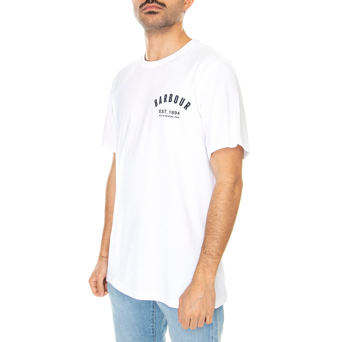 Preppy Tee White - Maglietta Girocollo Uomo Bianca MTS0502-WH11-SS23 . BARBOUR 