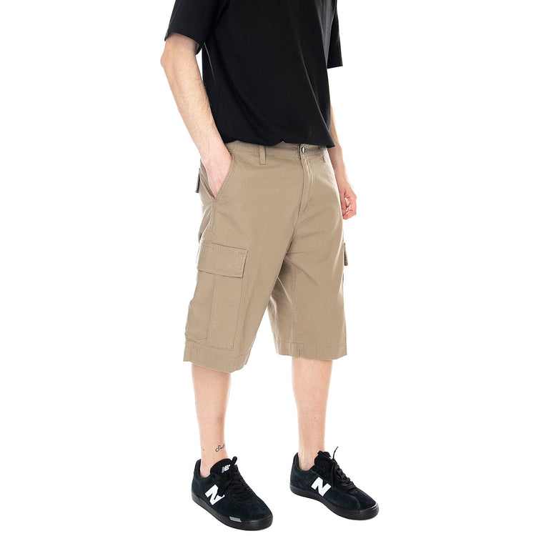 Mens Regular Cargo Shorts - Rinsed Leather Brown - Bermuda Uomo Marroni I028246.8Y.02.00 . CARHARTT WIP 
