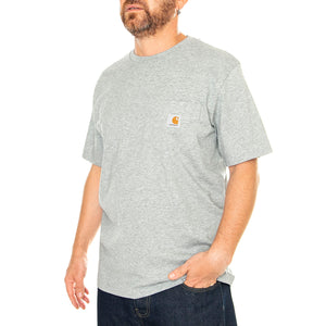 S/S Pocket T-Shirt Grey Heather - Maglietta Girocollo Uomo Grigia I030434.V6XX . CARHARTT WIP 