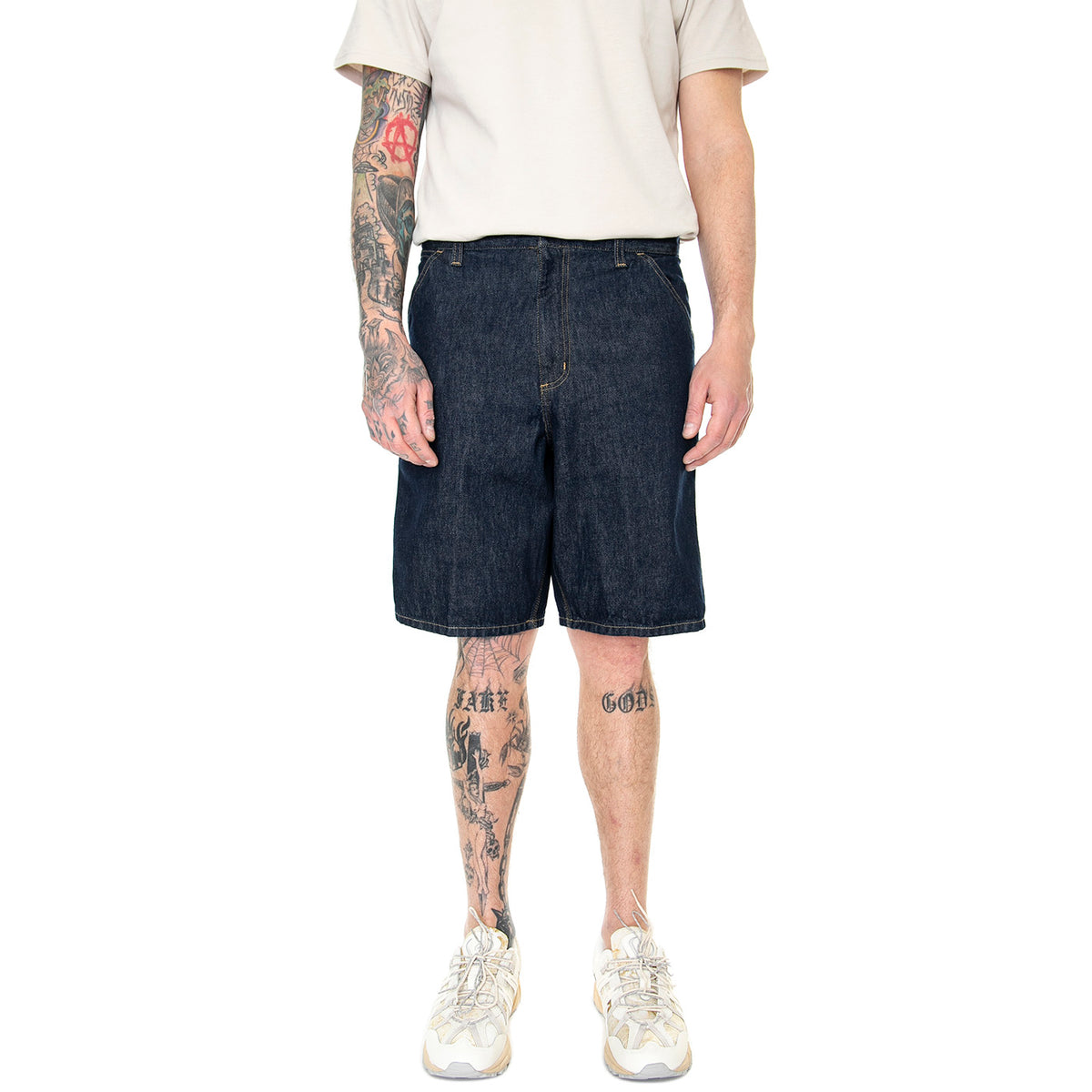 Single Knee Short Blue Rinsed - Bermuda Denim Jeans Uomo Blu I032026-0102 . CARHARTT WIP 