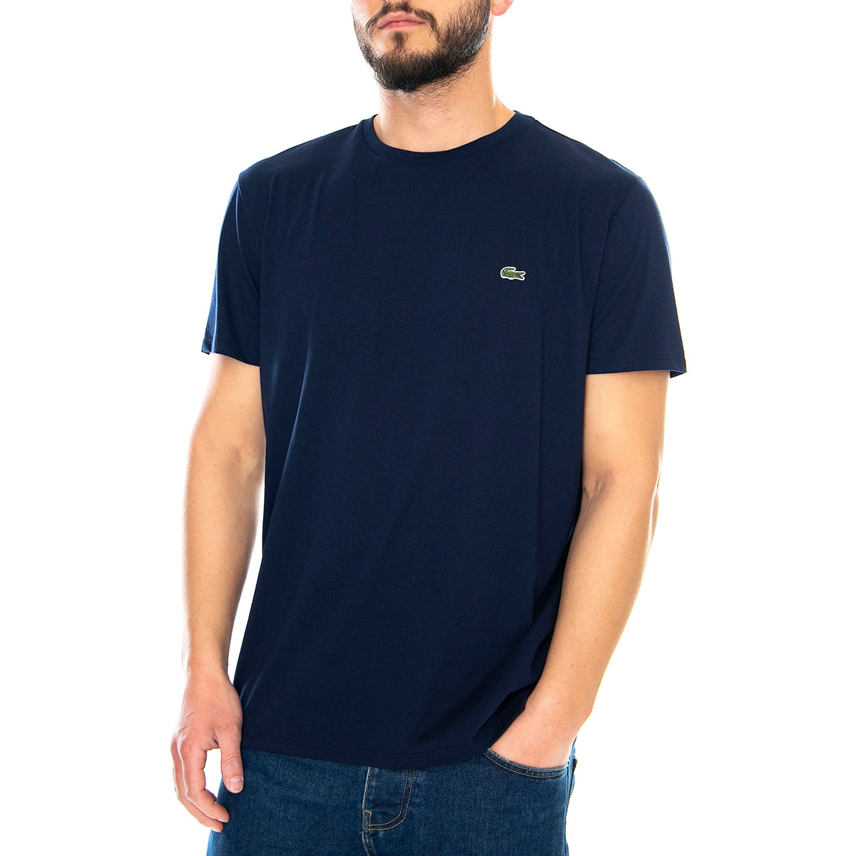 Logo Basic - Maglietta Girocollo Uomo Blu TH6709-166 . LACOSTE 