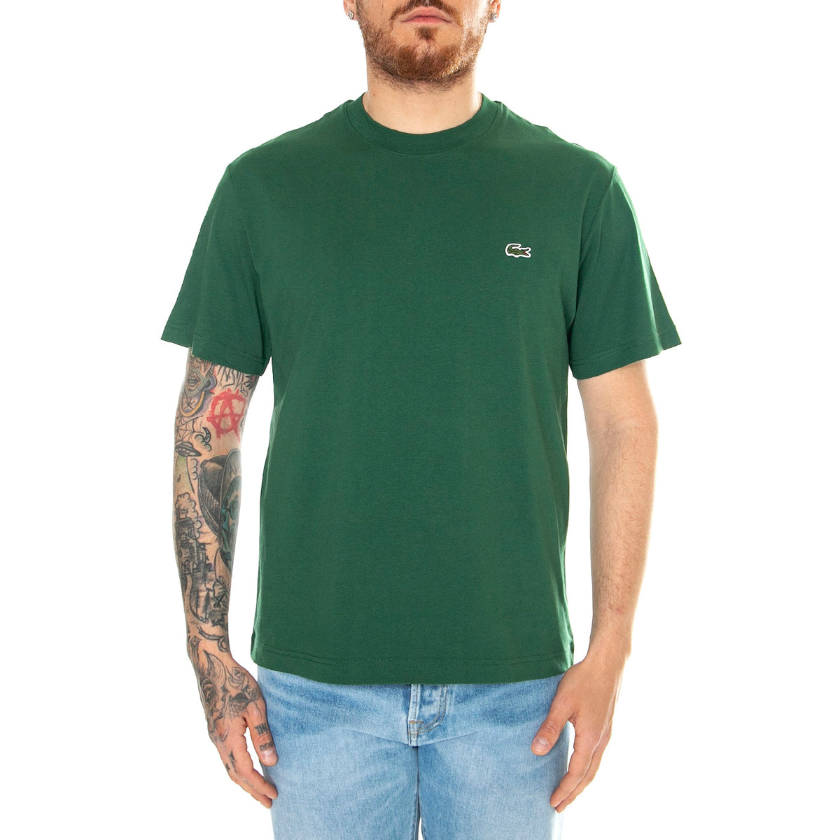 T-Shirt 132 Green  - Maglietta Girocollo Uomo Verde TH7318-132 . LACOSTE 
