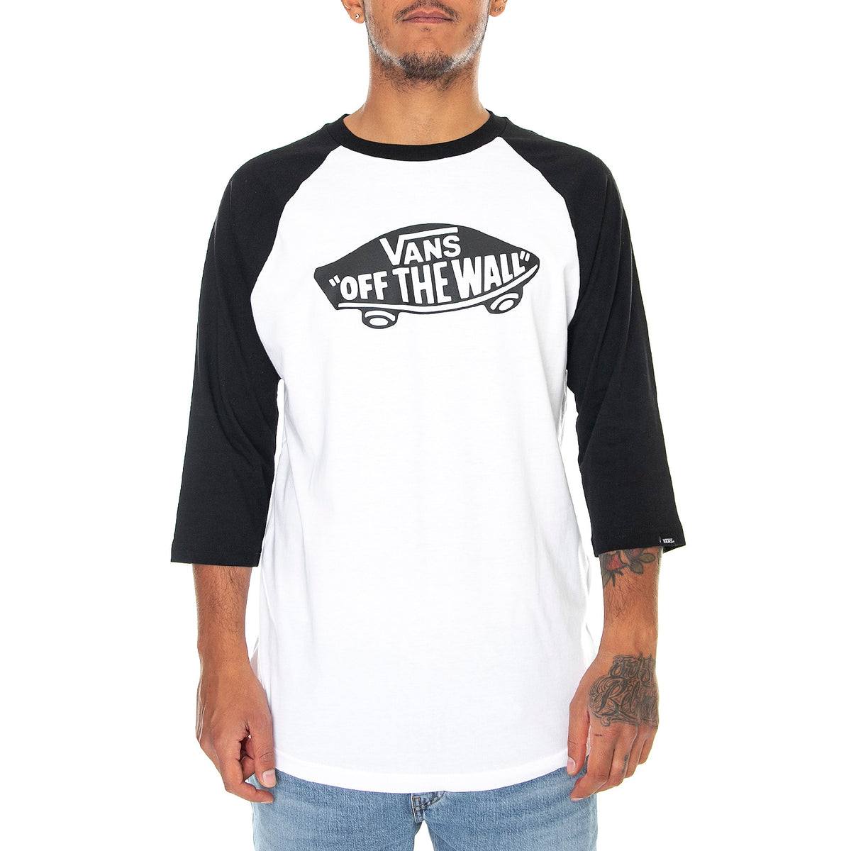 Mn OTW Raglan T-Shirt - White / Black - Maglieta Maniche 3/4 Uomo Bianca VXXMYB2 . VANS 