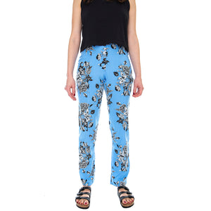 Jeanie Trousers - Morris Flowers - Pantaloni Donna Multicolore MRCJEAN TR13JEA-BLUE . MOTEL ROCKS 