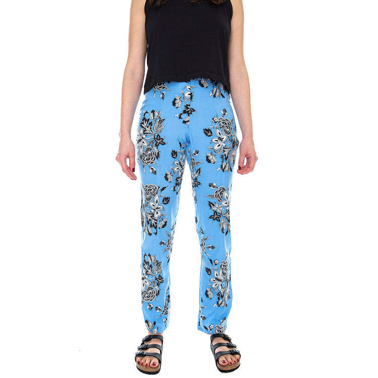 Jeanie Trousers - Morris Flowers - Pantaloni Donna Multicolore MRCJEAN TR13JEA-BLUE . MOTEL ROCKS 