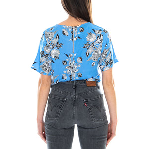 Pacey Morris Flower T-Shirt - Multicolore - Maglietta Girocollo Donna Multicolore MRCPACEY TP13PAC-BLU . MOTEL ROCKS 
