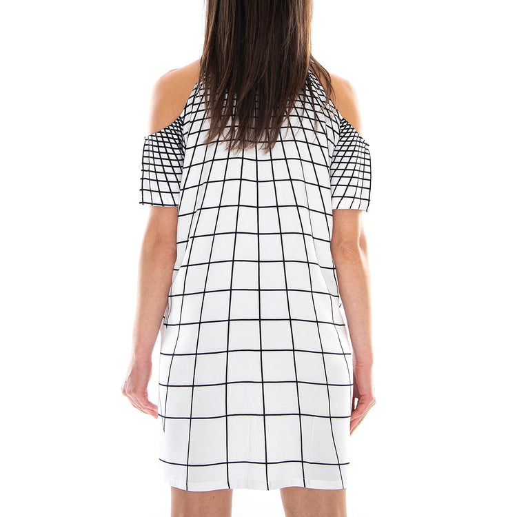 Sahara Dress - Tron Black / White - Abito Donna Bianco / Nero MRCSAH DR14SAH-TRON . MOTEL ROCKS 