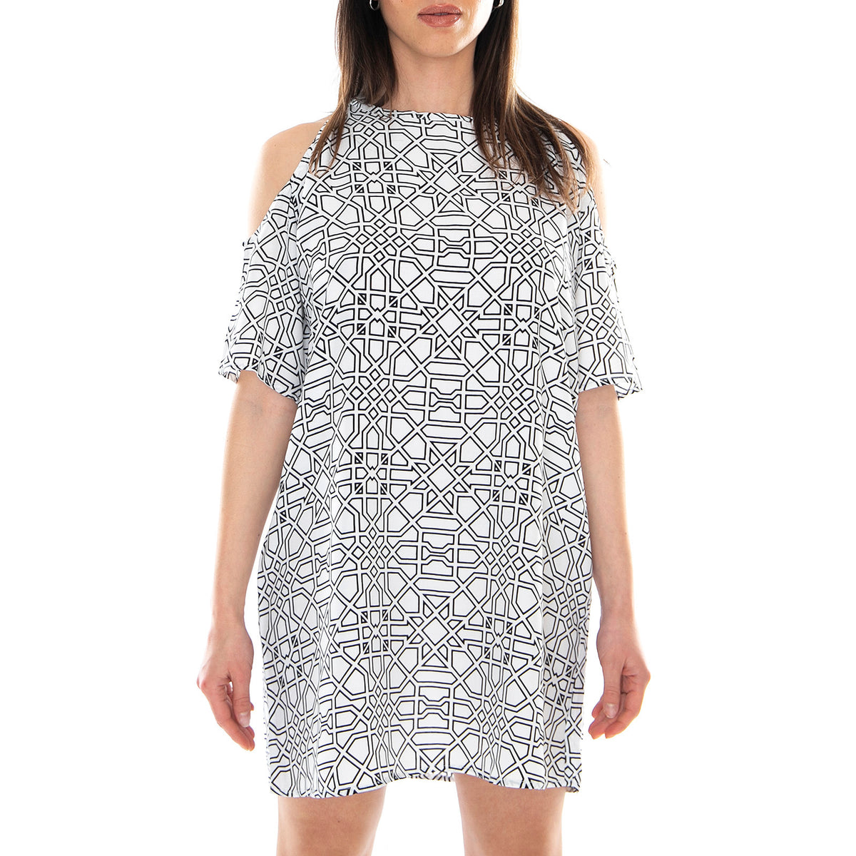Savannah Dress - Geo Maze - Abito Donna Bianco / Multicolore MRCSAV DR13SAV-GEO M . MOTEL ROCKS 