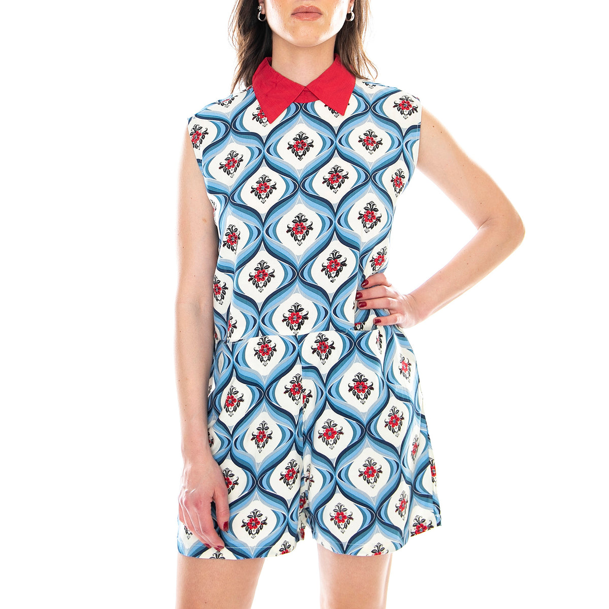 Stokes Playsuit Dress - Retro Tile - Abito Donna Multicolore MRCSTOKES PSUIT-RETR . MOTEL ROCKS 