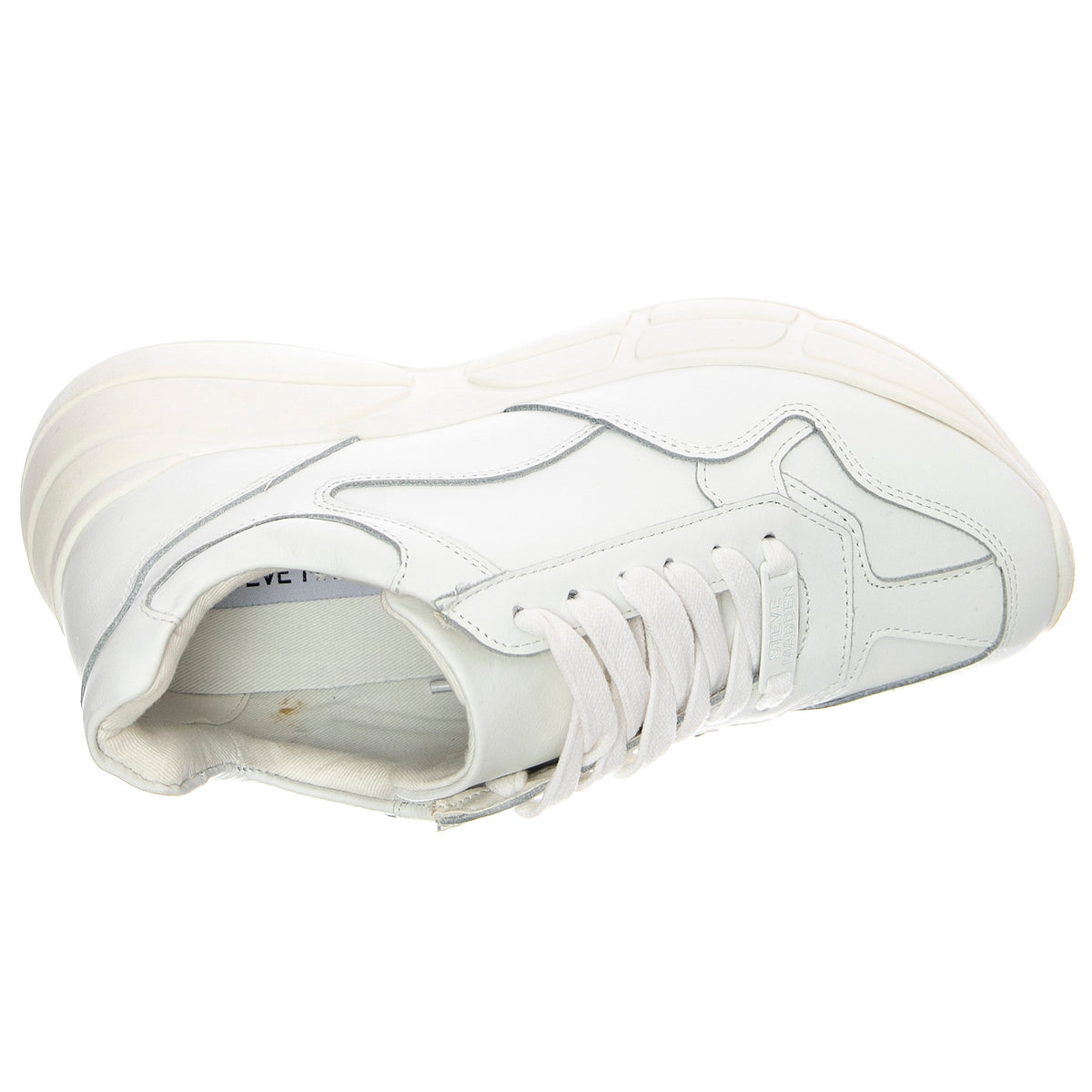 Womens Memory Shoes - White Leat - Scarpe Stringate Profilo Basso Donna Bianche MEMO01S1 . STEVE MADDEN 
