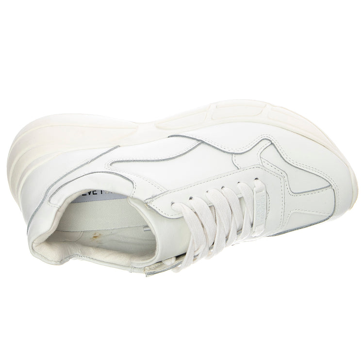 Womens Memory Shoes - White Leat - Scarpe Stringate Profilo Basso Donna Bianche MEMO01S1 . STEVE MADDEN 