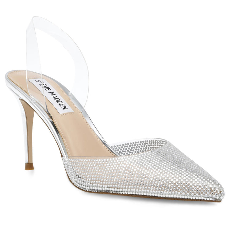 Lucyle Silver Clear Vinyl + Clear Stones - Scarpe Décolleté Donna Bianco / Argento SMSLUCYLE-SIL . STEVE MADDEN 