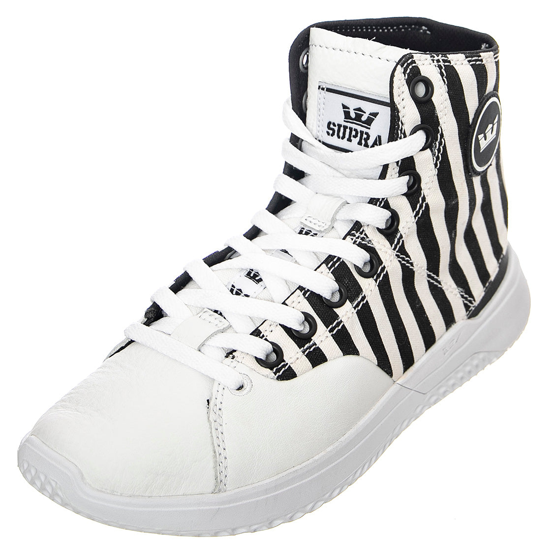 Statik - Scarpe Stringate Profilo Alto Uomo Bianche / Nere / Stripe STATIK White Stripe-White . SUPRA 