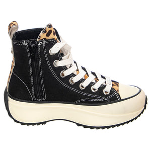Shark Pony Hair - Scarpe Stringate Profilo Alto Donna Nere con Borchie SMPSHARK-BLKST . STEVE MADDEN 
