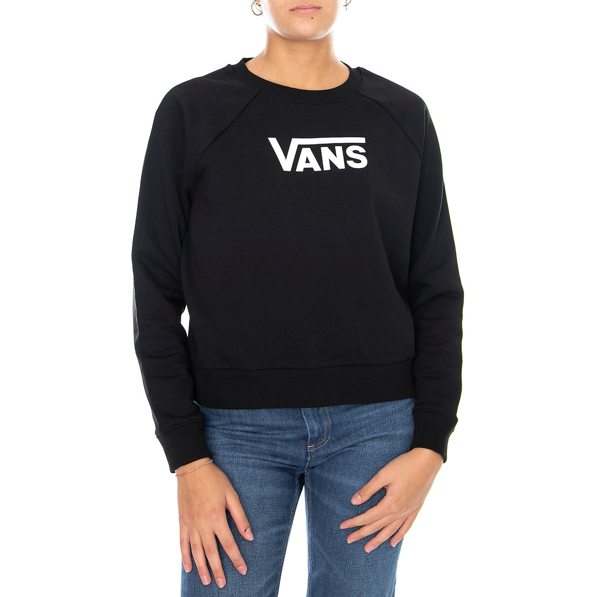 Flying V Boxy - Felpa Girocollo Donna Nera VN0A47THBLK1 . VANS 