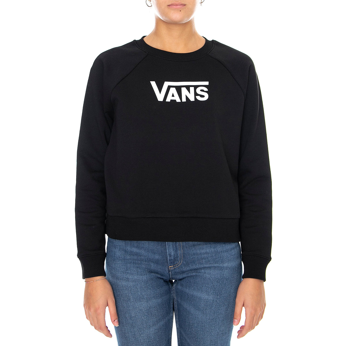 Flying V Boxy - Felpa Girocollo Donna Nera VN0A47THBLK1 . VANS 