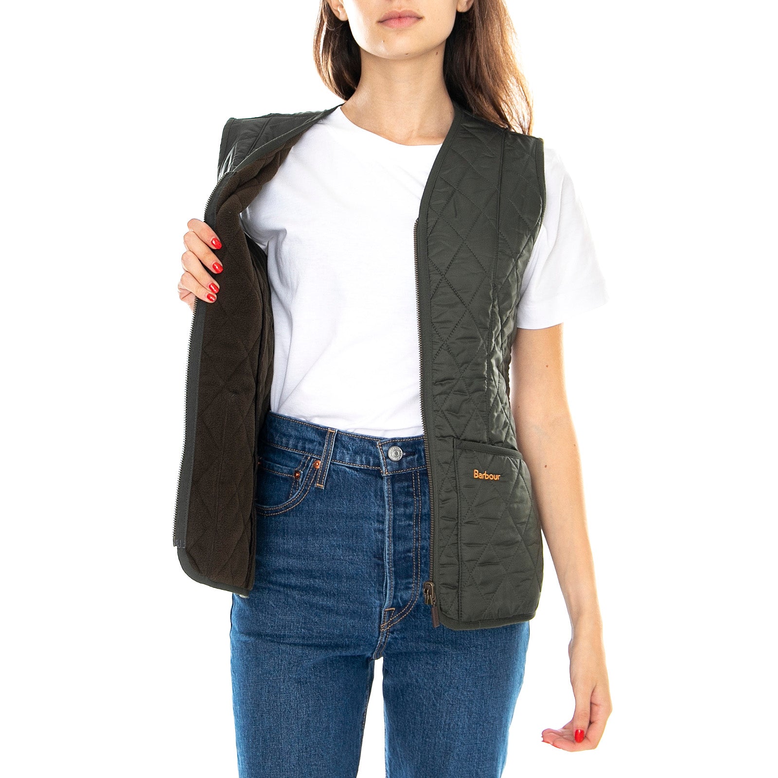 FLEECE BETTY LINER OLIVE - Giacca Smanicata Donna Verde LLI0003-OL71 . BARBOUR 