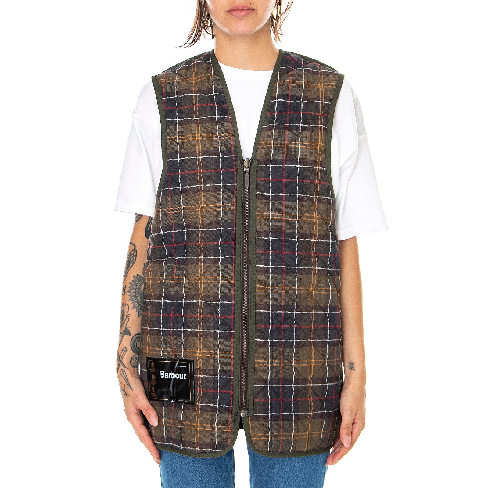 QUILTED WAISTCOAT ZIP IN LINER OLIVE/CLASSIC - Giacca Smanicata Uomo Verde MLI0001-GN92-FW23 . BARBOUR 