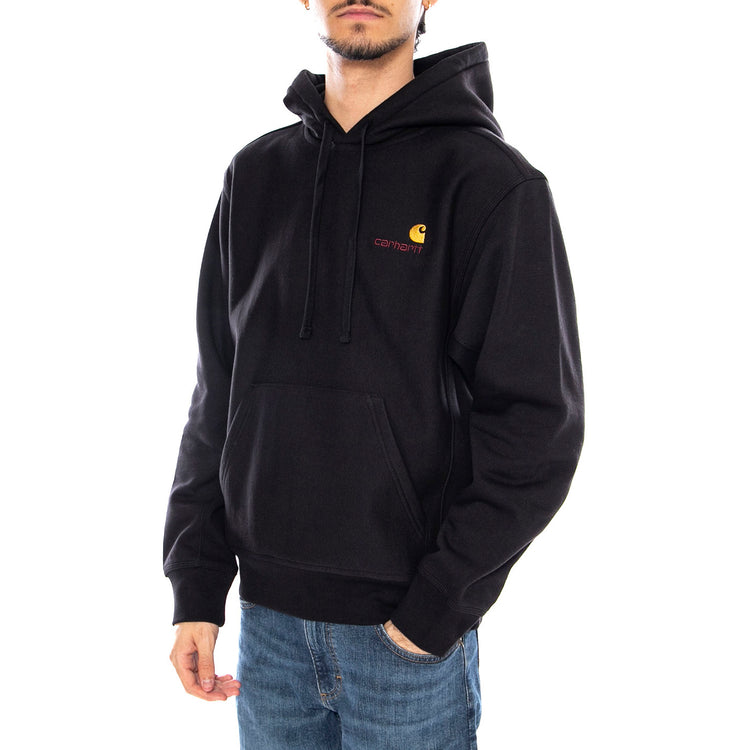 Hooded American Script Sweat Black - Felpa con Cappuccio Uomo Nera I028279.89XX . CARHARTT WIP 