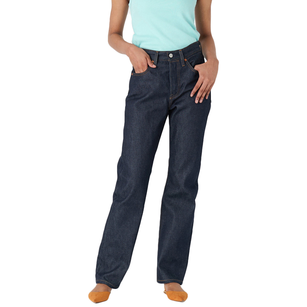 501 Rigid Sesquicentennial Med Indigo Worn In - Pantaloni Denim Jeans Donna Blu A6167-0000 . LEVIS 