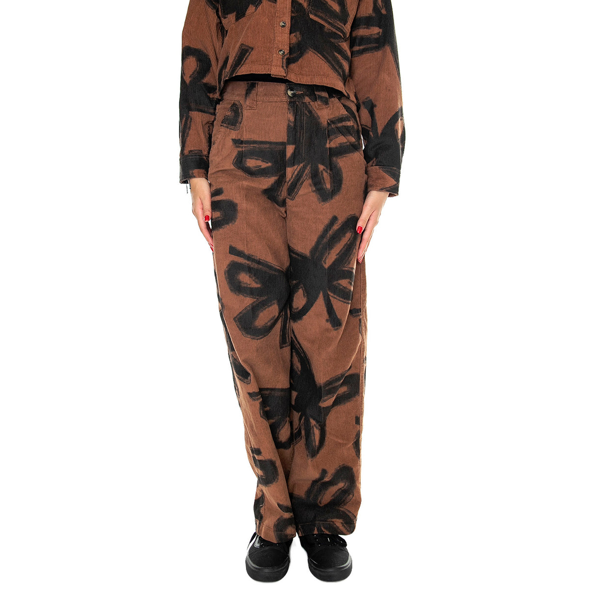 Nabi Baggy Cord Pant Catechu Wood Multi - Pantaloni Donna Multicolore 242020103-CTU . OBEY 