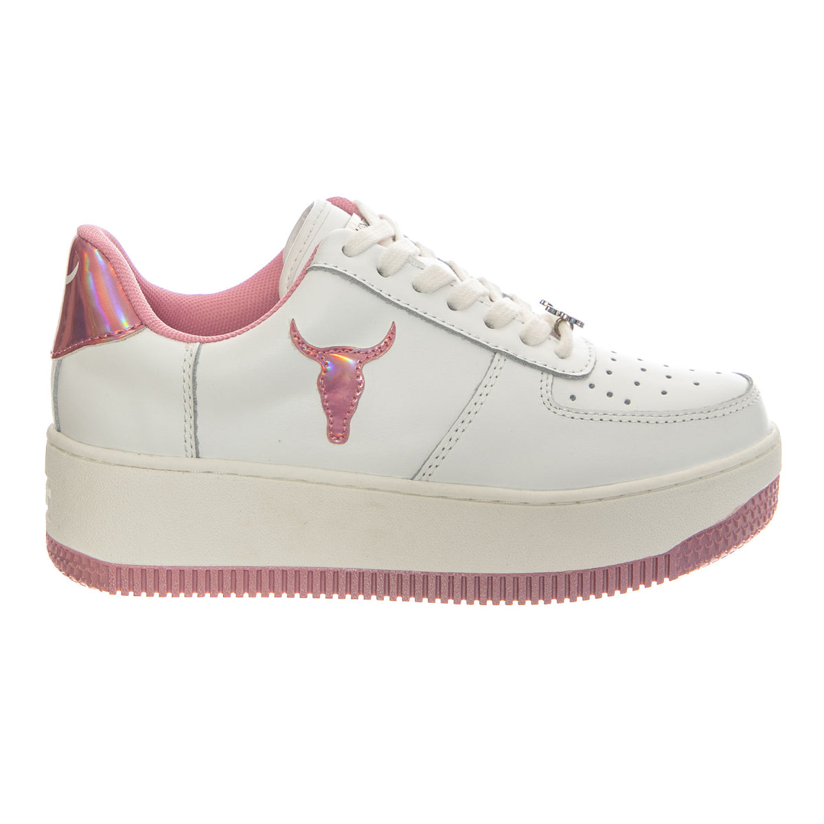 RECHARGE WHITE + PINK HOLO PU - Scarpe Stringate Donna Bianche WSPRECHARGE-WHIPNK . WINDSOR SMITH 