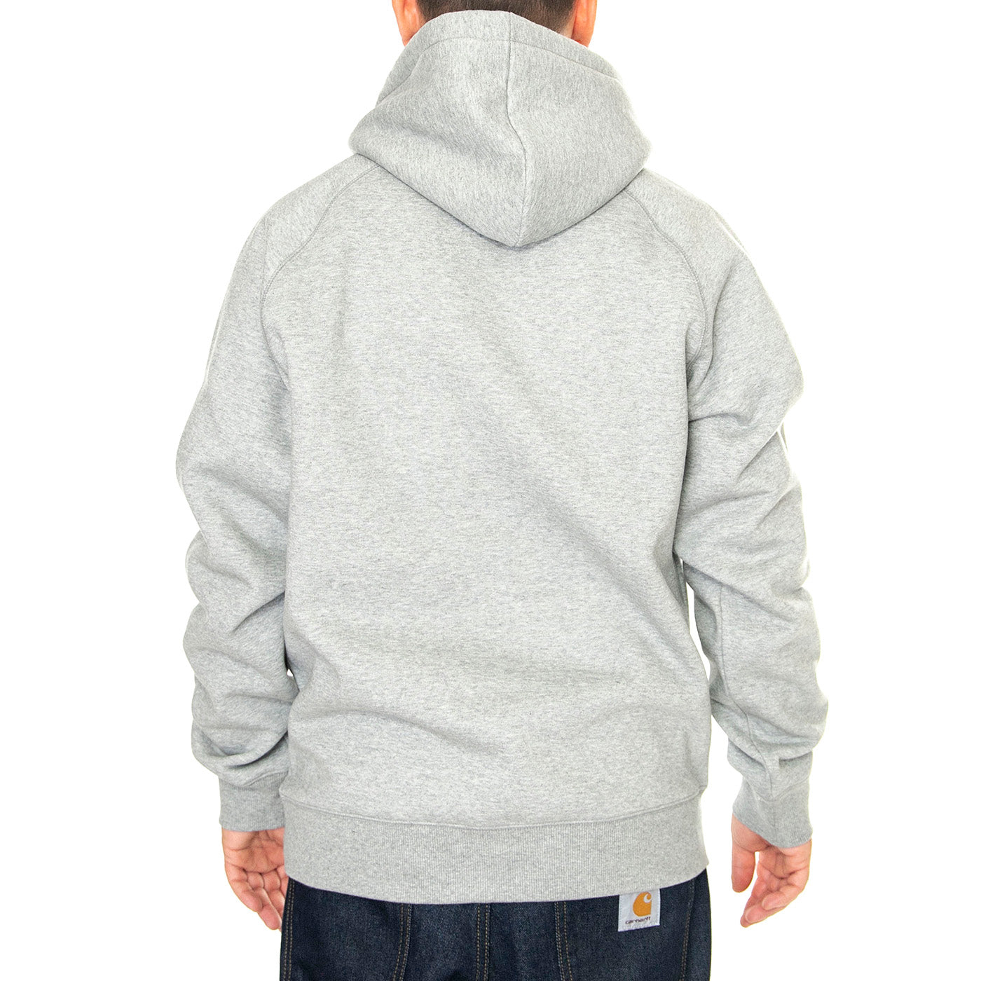 Hooded Chase Sweat Grey Heather / Gold - Felpa con Cappuccio Uomo Grigia I033661.00MXX . CARHARTT WIP 