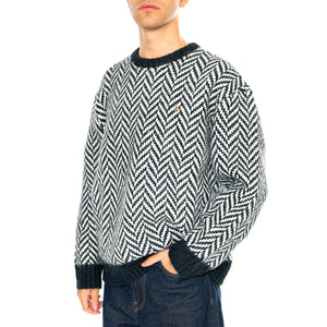 Athens Herringbone Sweater In True Navy - Maglione Girocollo Uomo Blu / Multicolore F4GFE028 . FARAH 