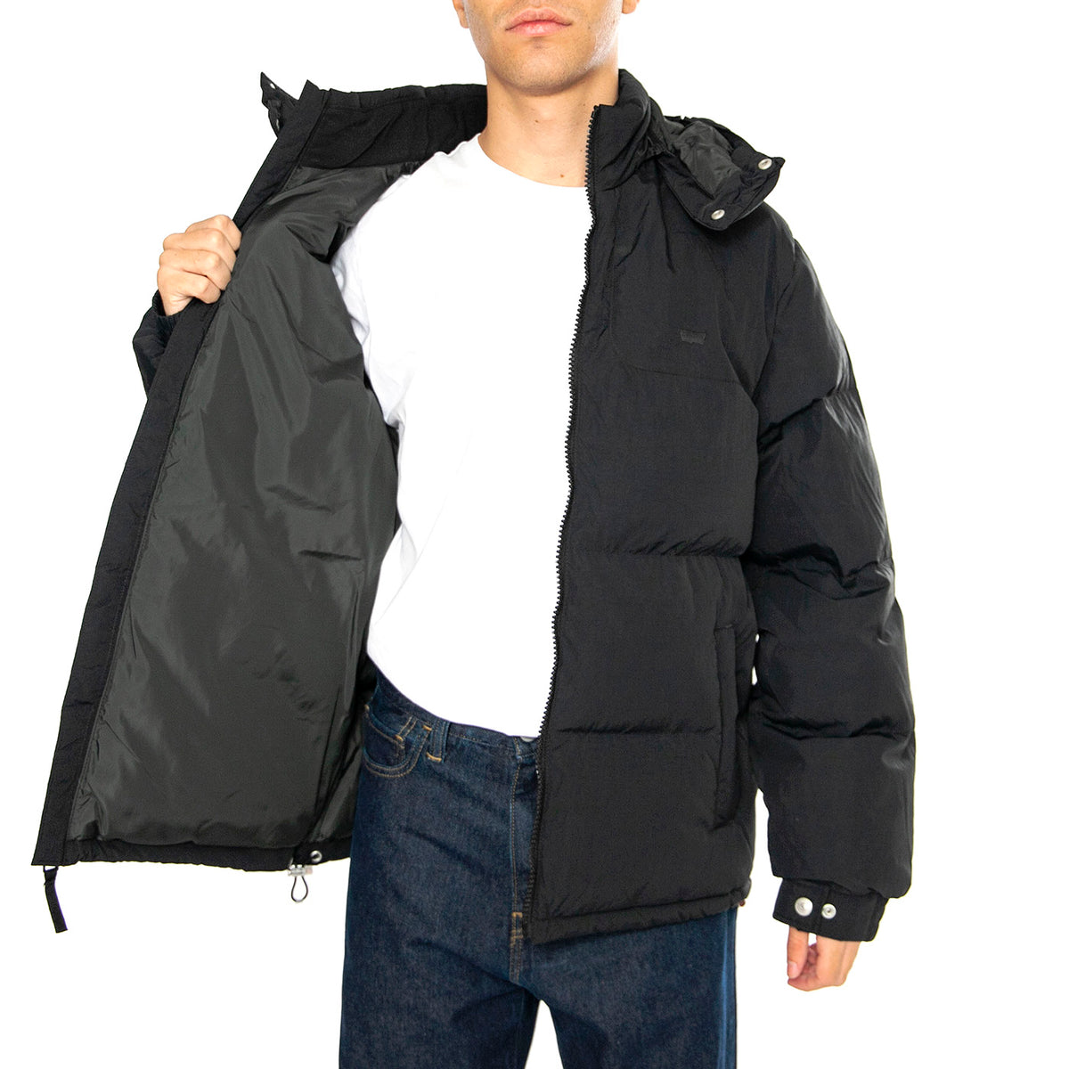 Rockridge Short Puffer Jet Black - Giacca con Cappuccio Uomo Nera A8557-0000 . LEVIS 