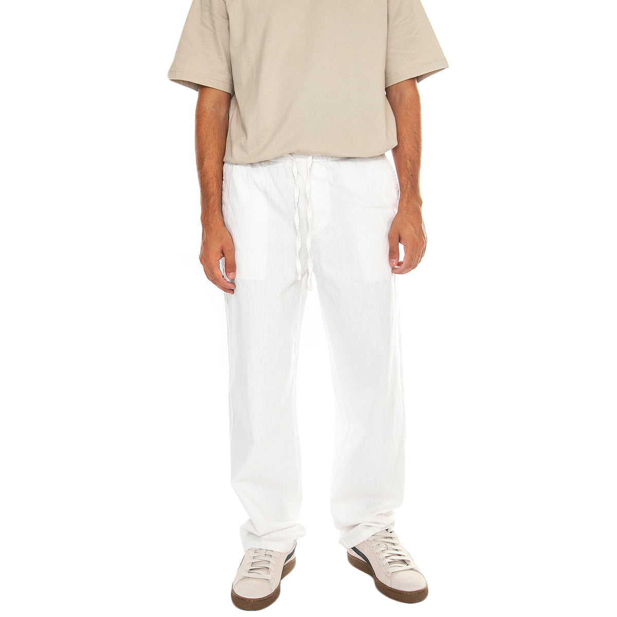 Sinus Loose 0007 Cot Lin Pant Noos Bright White - Pantaloni Uomo Bianchi 22028267-Bright White . ONLY & SONS 
