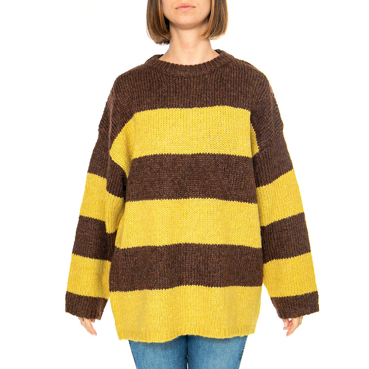 Jersey Rayas Marrón y Amarillo - Maglione Donna Multicolore 43W/10702 . WILD PONY 