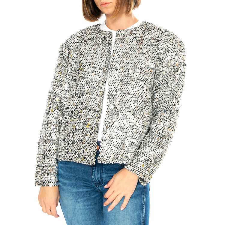 Chaqueta Tweed con Lentejuelas Plateada - Giacca Donna Argento 43W/11257 . WILD PONY 