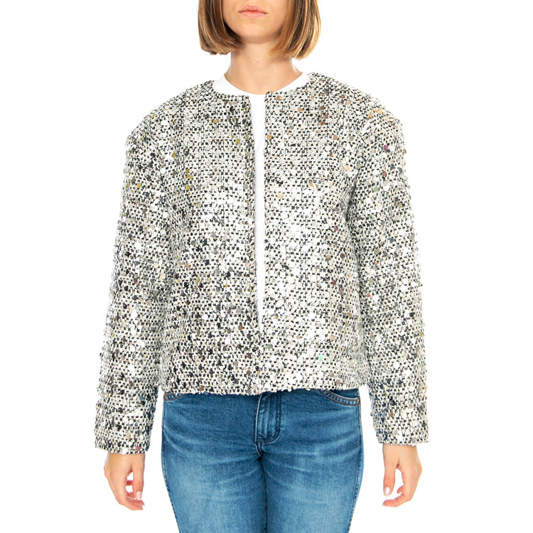 Chaqueta Tweed con Lentejuelas Plateada - Giacca Donna Argento 43W/11257 . WILD PONY 