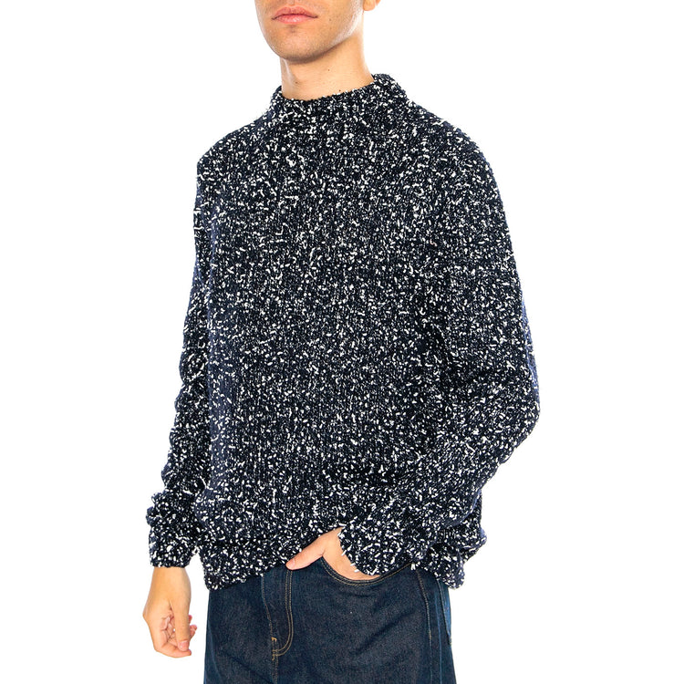 Two Tones Sweater Navy / Navy - Maglione Girocollo Uomo Blu 3085-NAVY . BRAVA FABRICS 