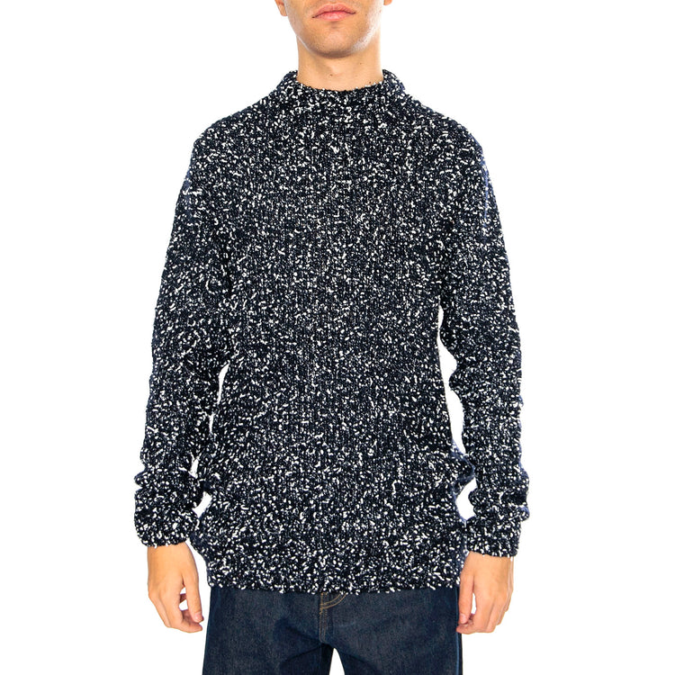 Two Tones Sweater Navy / Navy - Maglione Girocollo Uomo Blu 3085-NAVY . BRAVA FABRICS 