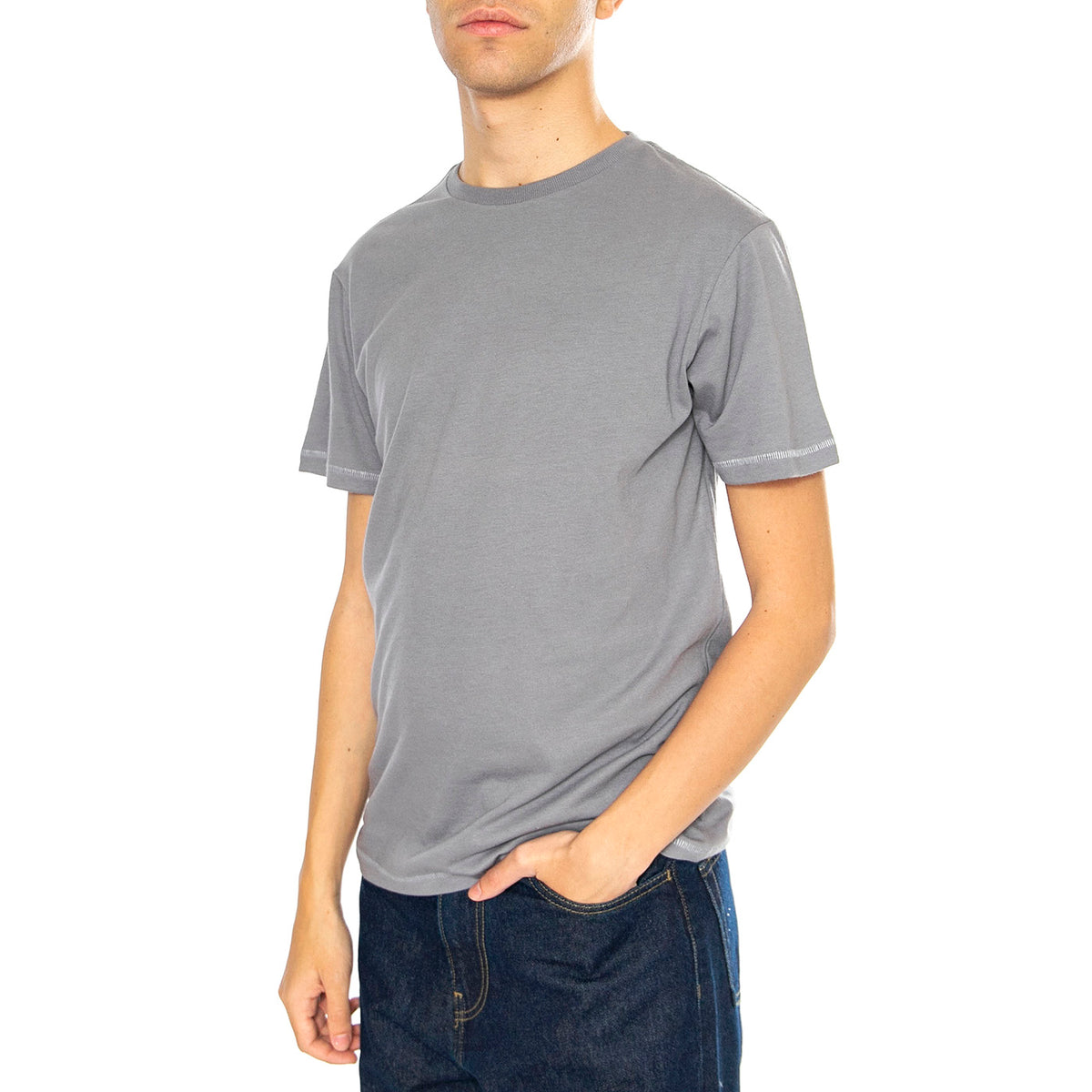 Basic S/S Tlrt Pebble - Maglietta Girocollo Uomo Grigia 22097-PEBBL . BRIXTON 