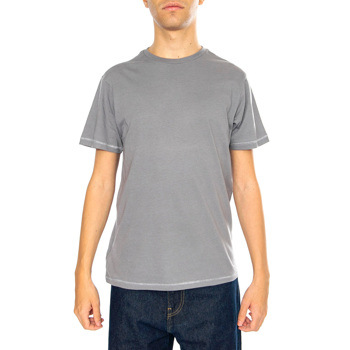 Basic S/S Tlrt Pebble - Maglietta Girocollo Uomo Grigia 22097-PEBBL . BRIXTON 