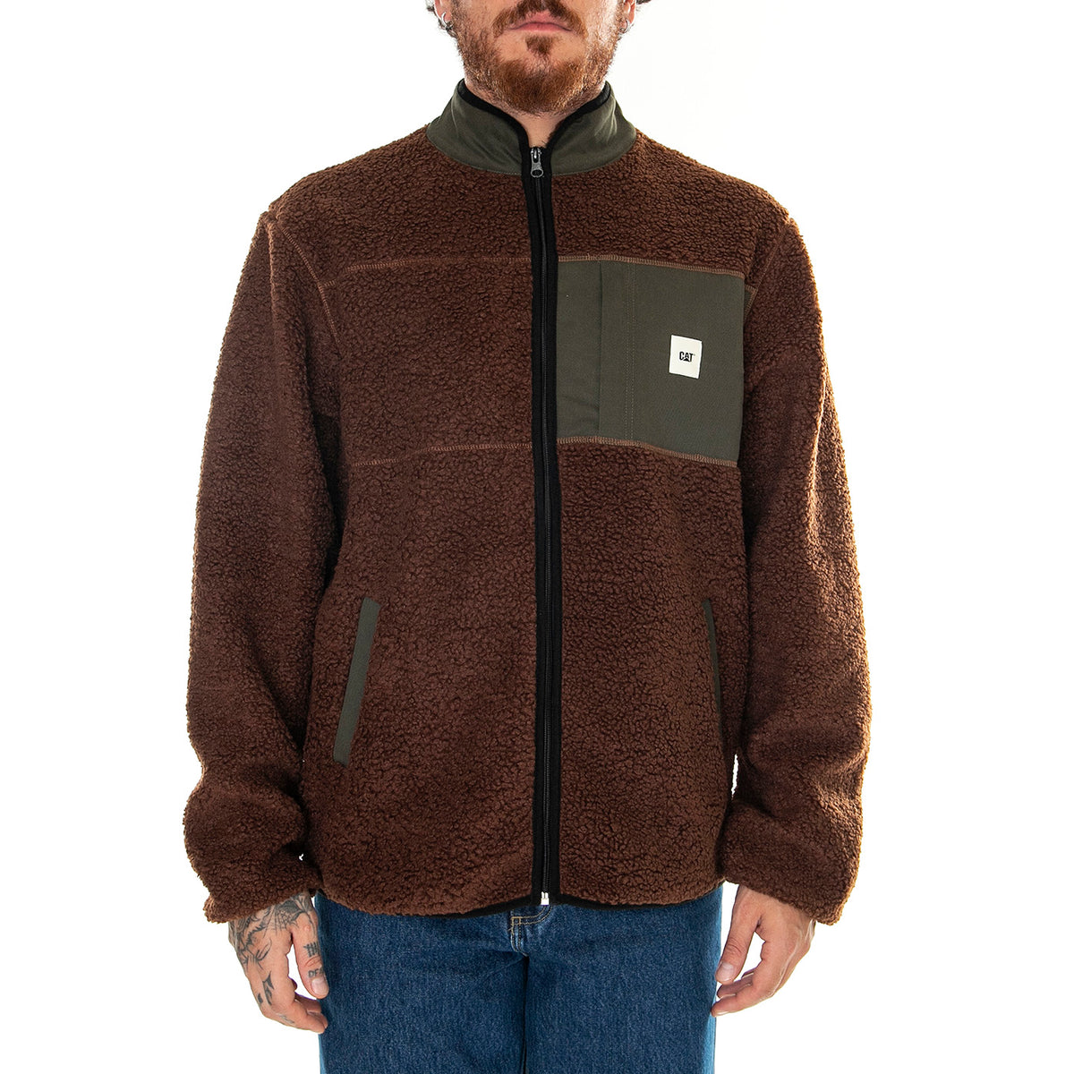 Full Zip Sherpa Brown - Giacca Uomo Marrone 6040068-13191 . CAT 