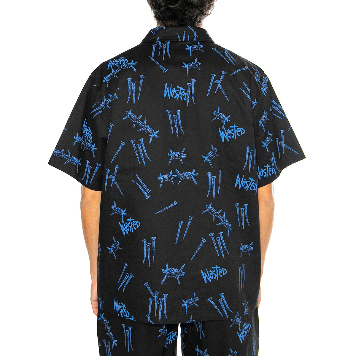 Shirt All Over Blind Black / Ultra Blue - Camicia Maniche Corte Uomo Nera SHIRT ALL OVER BLIND - BLACK/ULTRA BLUE . WASTED PARIS 