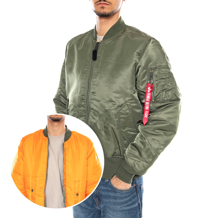 MA-1 Sage Green Jacket -- Giacca Reversibile Uomo Verde Salvia F100101 1 ALPHA INDUSTRIES 