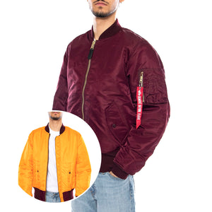 Alpha Industries MA-1 Reversible Bomber -- Giacca Reversibile Uomo Bordeaux / Arancione F100101 608 ALPHA INDUSTRIES 