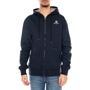 Full Zipped Hoodie Fleece -- Felpa con Cappuccio Uomo Navy AW_ICON_SW001_11 . AQUASCUTUM 