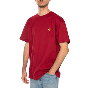 S/S Chase T-Shirt Scarlet / Gold - Maglietta Girocollo Uomo Rossa I026391.30QXX . CARHARTT WIP 