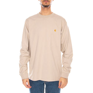 L/S Chase T-Shirt Fleur De Sel / Gold - Maglietta Girocollo Maniche Lunghe Uomo Beige I026392.38AXX . CARHARTT WIP 