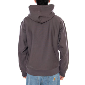 Hooded American Script Sweat Porphyry - Felpa con Cappuccio Uomo Verde I028279.33CXX . CARHARTT WIP 