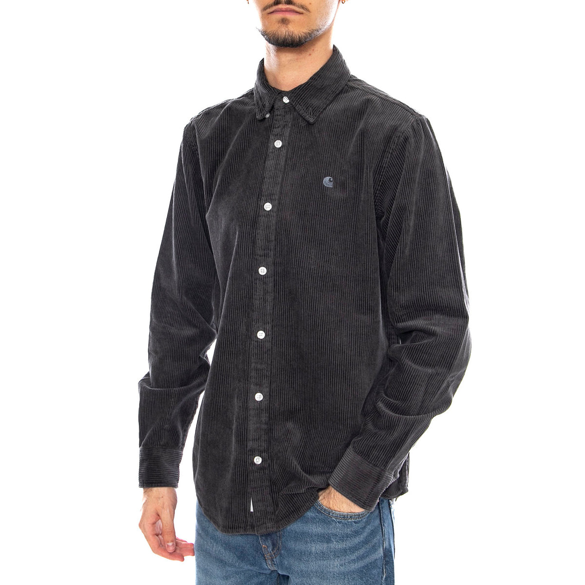 L/S Madison Cord Shirt Graphite / Graphite -- Camicia Uomo Grigio Scuro I029958.2F9XX . CARHARTT WIP 