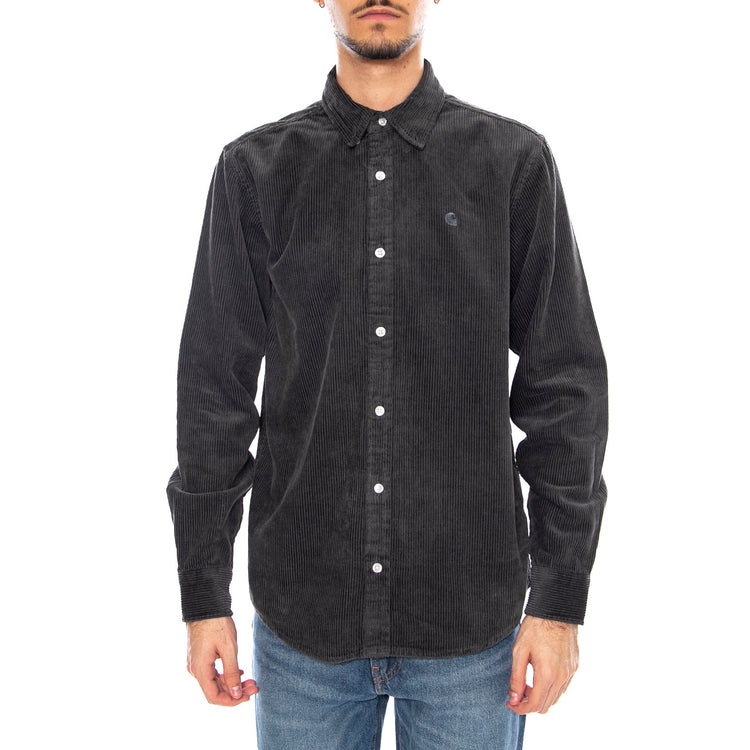 L/S Madison Cord Shirt Graphite / Graphite -- Camicia Uomo Grigio Scuro I029958.2F9XX . CARHARTT WIP 